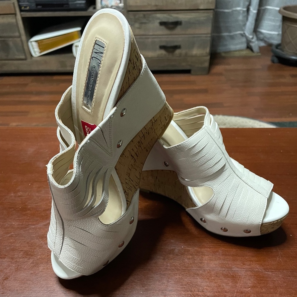 New INC white wedge saddle size 8.5 #spring #summer